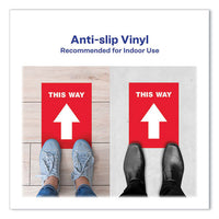 Social Distancing Floor Decals, 8.5 X 11, This Way, Red Face, White Graphics, 5-pack
