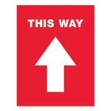 Social Distancing Floor Decals, 8.5 X 11, This Way, Red Face, White Graphics, 5-pack