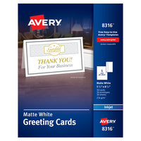 Half-fold Greeting Cards, Inkjet, 5 1-2 X 8.5, Matte White, 30-box W-envelopes