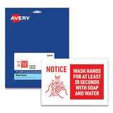 Preprinted Surface Safe Wall Decals, 10 X 7, Wash Hands For At Least 20 Seconds, White-red Face, Red Graphics, 5-pack
