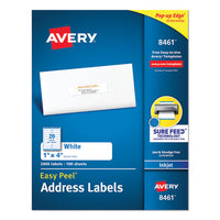 Easy Peel White Address Labels W- Sure Feed Technology, Inkjet Printers, 1 X 4, White, 20-sheet, 100 Sheets-box