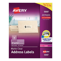 Matte Clear Easy Peel Mailing Labels W- Sure Feed Technology, Inkjet Printers, 1.33 X 4, Clear, 14-sheet, 25 Sheets-pack