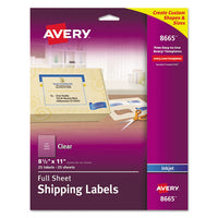 Matte Clear Shipping Labels, Inkjet Printers, 8.5 X 11, Clear, 25-pack