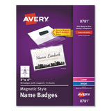 Magnetic Style Name Badge Kit, Horizontal, 4" X 3", White, 48-pack