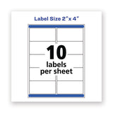 Waterproof Shipping Labels With Trueblock And Sure Feed, Laser Printers, 2 X 4, White, 10-sheet, 500 Sheets-box