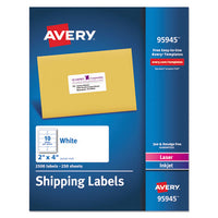 White Shipping Labels-bulk Packs, Inkjet-laser Printers, 2 X 4, White, 10-sheet, 250 Sheets-box