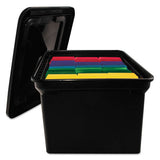 File Tote With Lid, Letter-legal Files, 14.13" X 18" X 10.75", Black