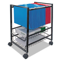 Mobile File Cart W-sliding Baskets, 12.88w X 15d X 21.13h, Black