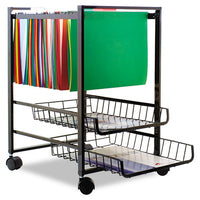 Mobile File Cart W-sliding Baskets, 12.88w X 15d X 21.13h, Black