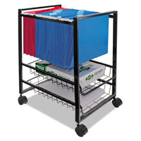 Mobile File Cart W-sliding Baskets, 12.88w X 15d X 21.13h, Black