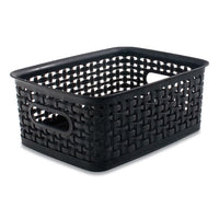 Plastic Weave Bin, Small, 10" X 7.5" X 4", Black