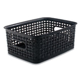 Plastic Weave Bin, Small, 10" X 7.5" X 4", Black