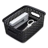 Plastic Weave Bin, Small, 10" X 7.5" X 4", Black