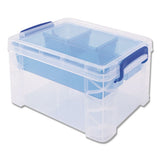 Super Stacker Divided Storage Box, 5 Sections, 7.5" X 10.13" X 6.5", Clear-blue