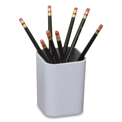 Fusion Pencil Cup, 3 X 3 X 4, White-gray