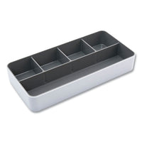 Fusion Five-compartment Plastic Accessory Holder, 12.25 X 6 X 2, White-gray