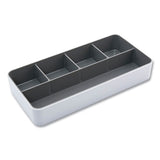 Fusion Five-compartment Plastic Accessory Holder, 12.25 X 6 X 2, White-gray