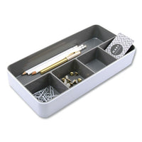 Fusion Five-compartment Plastic Accessory Holder, 12.25 X 6 X 2, White-gray