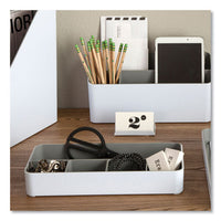 Fusion Five-compartment Plastic Accessory Holder, 12.25 X 6 X 2, White-gray