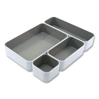 Fusion Stacking Bins, 12.1 X 9.1 X 2.2, White-gray, 4 Pieces
