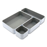 Fusion Stacking Bins, 12.1 X 9.1 X 2.2, White-gray, 4 Pieces