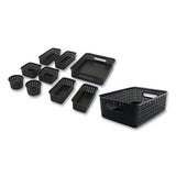 Plastic Weave Bin, Assorted Sizes, Black, 10-pack