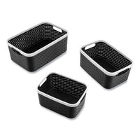 Open Lid Storage Bin, Assorted Sizes, Black-white, 3-pack
