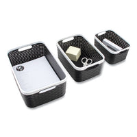 Open Lid Storage Bin, Assorted Sizes, Black-white, 3-pack
