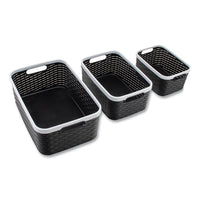 Open Lid Storage Bin, Assorted Sizes, Black-white, 3-pack