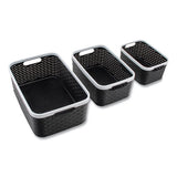 Open Lid Storage Bin, Assorted Sizes, Black-white, 3-pack