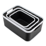 Open Lid Storage Bin, Assorted Sizes, Black-white, 3-pack
