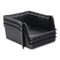 Nest And Stack Open Lid Storage Bin, 13.5 X 15 X 8.5, Black, 3-pack