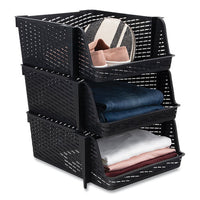 Nest And Stack Open Lid Storage Bin, 13.5 X 15 X 8.5, Black, 3-pack