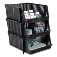 Nest And Stack Open Lid Storage Bin, 13.5 X 15 X 8.5, Black, 3-pack