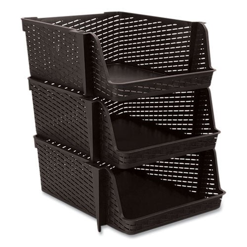 Nest And Stack Open Lid Storage Bin, 13.5 X 15 X 8.5, Black, 3-pack