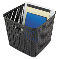 Plastic Weave Bin, Extra Large, 12.5" X 12.5" X 11.13", Black, 2-pack