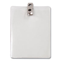 Id Badge Holder W-clip, Vertical, 3.8w X 4.25h, Clear, 50-pack