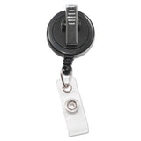 Swivel-back Retractable Id Card Reel, 30" Extension, Black, 12-pack