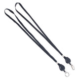 Lanyards With Retractable Id Reels, Clip Style, 34" Long, Black, 12-carton