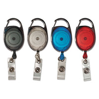 Carabiner-style Retractable Id Card Reel, 30" Extension, Assorted, 20-pack