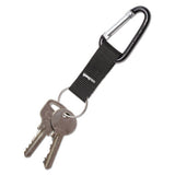 Carabiner Key Chains, Split Key Rings, Aluminum, Black, 10-pack