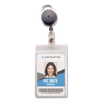 Resealable Id Badge Holder, Cord Reel, Vertical, 3.68 X 5, Clear, 10-pack