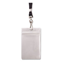 Resealable Id Badge Holder, Lanyard, Vertical, 3.68 X 5, Clear, 20-pack