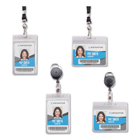 Resealable Id Badge Holder, Lanyard, Vertical, 3.68 X 5, Clear, 20-pack