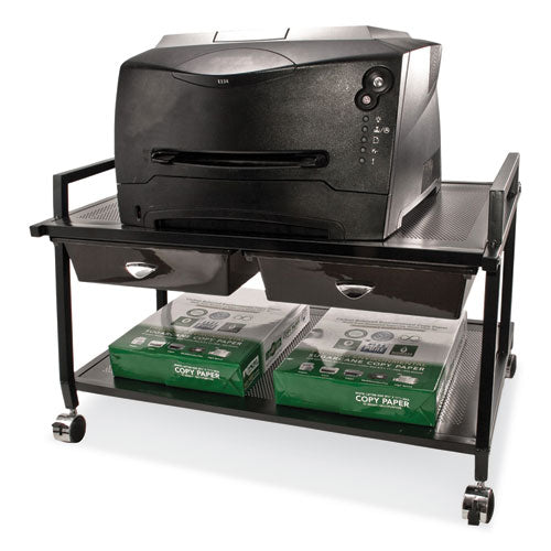 Underdesk Machine Stand With Drawers, 25.3w X 15.8d X 15.4h, Black, Ships In 4-6 Business Days