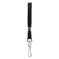 Flat Lanyard W-hook, 36", Nylon, Black, 100-pack