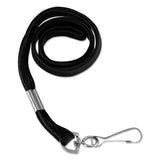 Flat Lanyard W-hook, 36", Nylon, Black, 100-pack