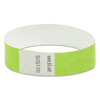 Security Wristbands, 0.75" X 10", Green, 100-pack