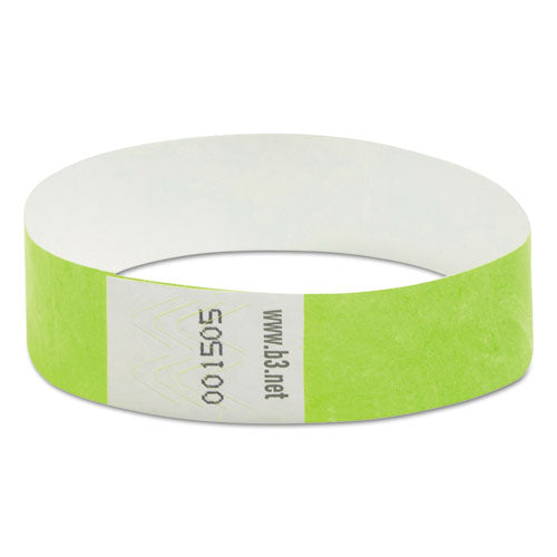 Security Wristbands, 0.75" X 10", Green, 100-pack