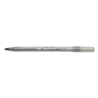 Round Stic Xtra Precision Stick Ballpoint Pen, 0.8 Mm, Black Ink, Smoke Barrel, Dozen